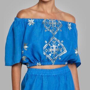 Greek Archaic Kori Lefkada Off Shoulder Crop Top